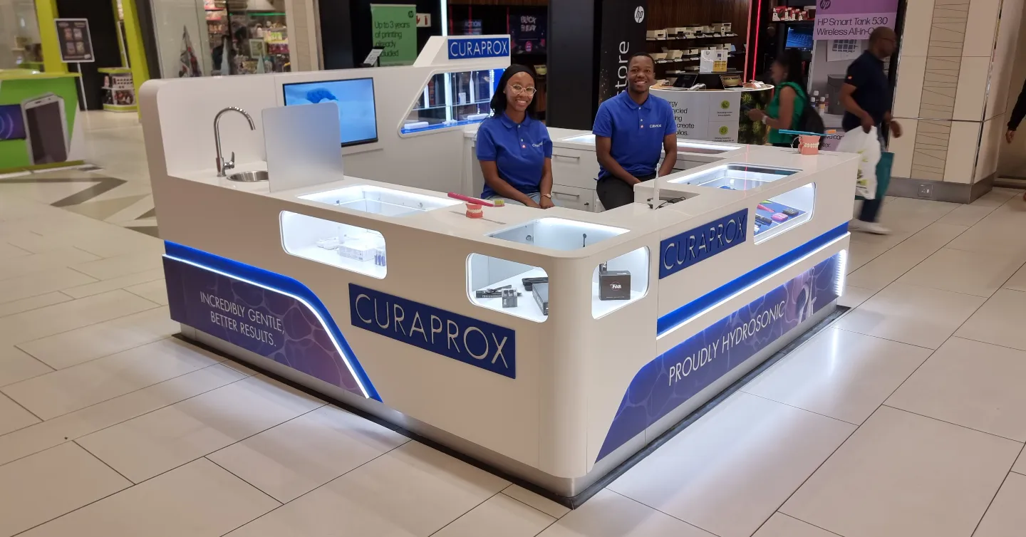 Curaprox kiosk at Sandton City using NEXO